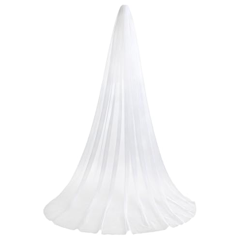 GUIZIYAO Velos nupciales de la boda, Velo de Novia de Tul de 3 Metros, con peine, velo de novia suave, accesorios de boda para mujer simples y elegantes (A)