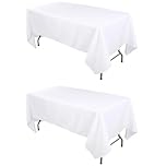 Kesfey 2 Packs White Table Cloths 60x102inch(152x260cm) Rectangle Polyester Tablecloths Washable Table Cloth for 6 FT Tables Wrinkle Free Tablecloth for Party Wedding Banquet Dining Reception