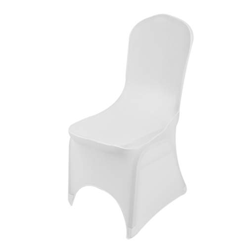 Chair Covers Spandex Universal Slipcovers Dining Chair Cover Wedding Banquet Party Arched Front (White 1)