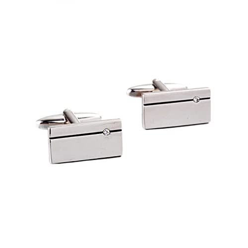 Set de Mancuernillas Rectangulares para Hombre Plata
