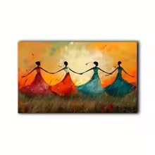 Tableau quatre danseuses en jupe colorée avec impression haute définition