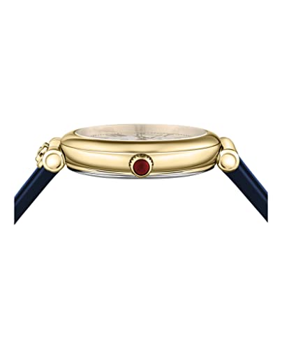 Ora Moonphase Collection Luxury Womens Watch Timepieces with a Blue Strap Featuring a Gold Case and a Silver Dial2