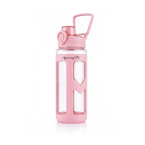 Image of Atarangi Round Pink Kawaii Water Bottle 700ml for Kids Girls | Leak Resistant Flip Top Lid | 90 Rotatable Handle | Durable Plastic Cute Drinking Bottle for School, Travel & Daily Use (Pink | 700 ml)