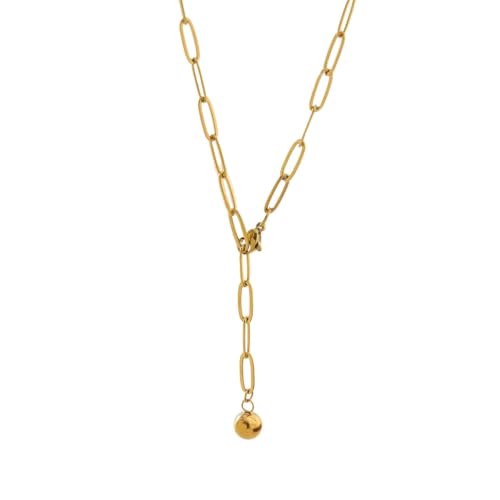 Collier minimaliste en or chaîne légère anti-accroche petite boule dorée délicate