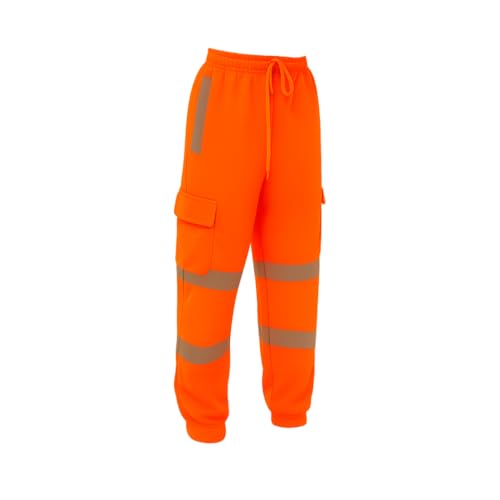 ANZEE® High Visibility Combat Jogging Work Trousers for Men and Women Reflective Safety Pants Ideal for Outdoor Jobs and Workwear (XL Orange)