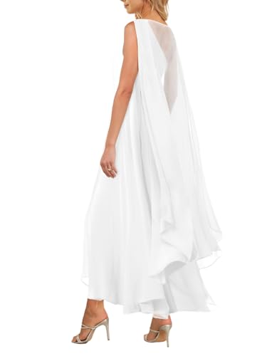 Image of Aisbei Women's Elegant One Shoulder A Line Flowy Maxi Dress Evening Gowns Party Formal Wedding Guest Dresses with Cape