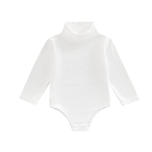 Newborn Baby Boy Girl Turtleneck Onesie Long Sleeve Basic Romper Solid Color Casual One Piece Bodysuit Fall Clothes