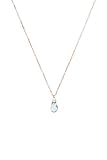  Pequeño colgante de aguamarina, Collar de oro de 9K 14K 18K, Oro rosa, Piedra natal de marzo, Fina cadena de oro, Regalo para ella, Joyas de piedras preciosas/code: 0.002