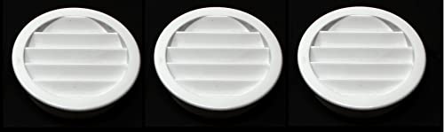 2.5" Round Plastic Louver Soffit Air Vent Reptile Screen Grille Cover (3, White)