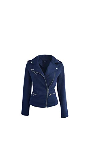 ODCOCD Simili cuir suédé veste moto femme courte