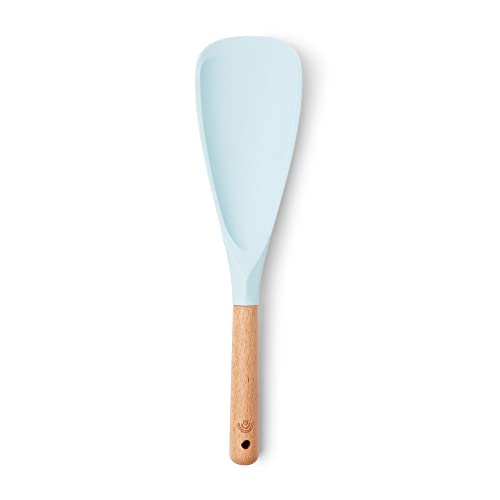 Spatule à bec de canard Yum Asia Premium avec manche en bois de hêtre et silicone de qualité supérieure (bleu ciel) Cover