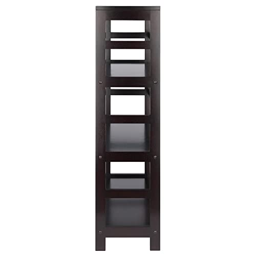 Winsome Leo 3-Tier Storage Shelf, for Living Room, Home Office, Bedroom, Espresso