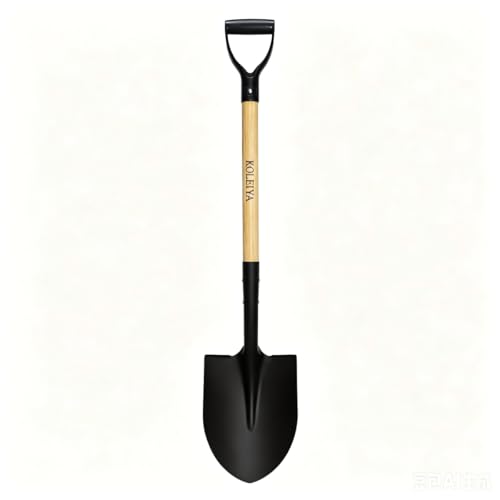 KOLEIYA 41 Inch Round Point Shovel for Digging Heavy Duty Garden Shovel with D-Handle Wooden Handle Ideal for Gardening Landscaping Beach and Snow Removal