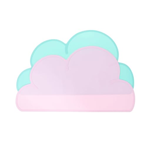 GRIRIW 2Pcs Cloud Shaped Pet Food Mats Non Slip Dog Cat Feeding Cushions Insulation Pads for Indoor Use Heat Resistant Easy to