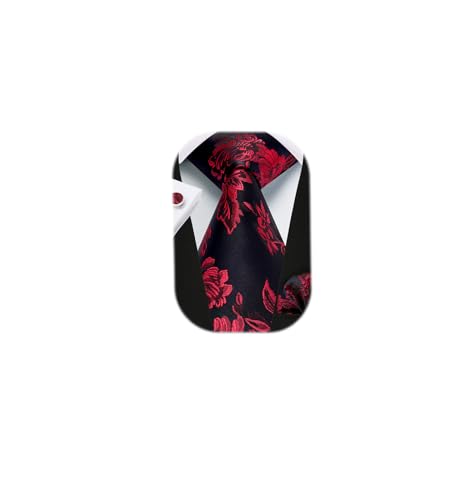 Image of Enlision Ties for Men Floral Tie Handkerchief Cufflinks Set Formal Flower Classic Mens Necktie & Pocket Square Wedding