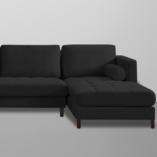 Image of Lezra RHS 4 Seater L Shape Sofa Set for Living Room (Black Fabric) Premium Fabric Sofa