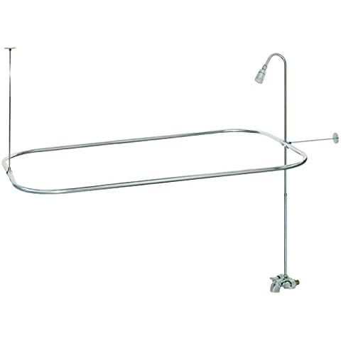 EZ-FLO 27 x 42 Inch Bathcock Type Portable Aluminum Add On Shower Unit with Shower Rod Frame, Chrome Plated, 11123 Cover