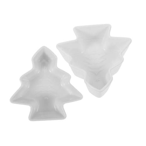 OKUMEYR 2pcs Christmas Tree Shaped Ceramic Snack Plate Bowl for Home Party Use Stylish Xmas Serving Dish for Desserts Appetizers
