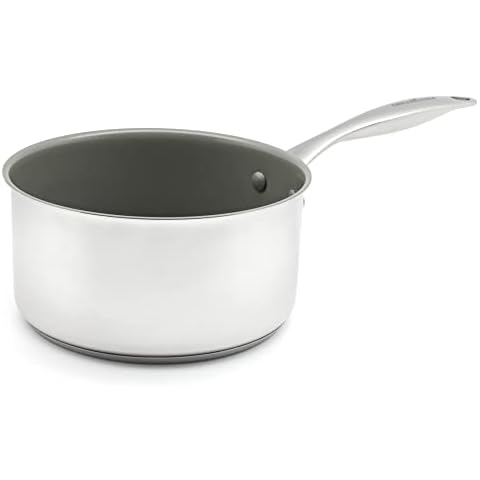 GreenChef Profile Plus Non-Stick 20cm/2 Litre Saucepan, Stainless Steel, PFAS Free, Silver Cover