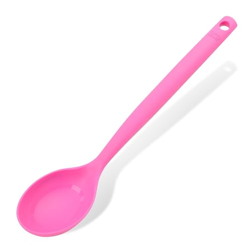 Tasty Cuchara de Silicona para Servir con Medidas, Cuchara para Remover y Servir, Suave con las Ollas y Sartenes Revestidas, Apta para el Lavavajillas, 32,5 x 6,5cm, Color Rosa, 1 ud