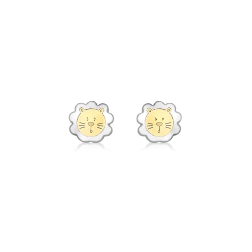 Puces Lion en Or 9 ct CARISSIMA Enfant cadeau de baptême précieux