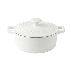Cuisinart Chef’s Classic Enameled Cast Iron 7-Quart Round Covered Casserole, Enameled White/Gold