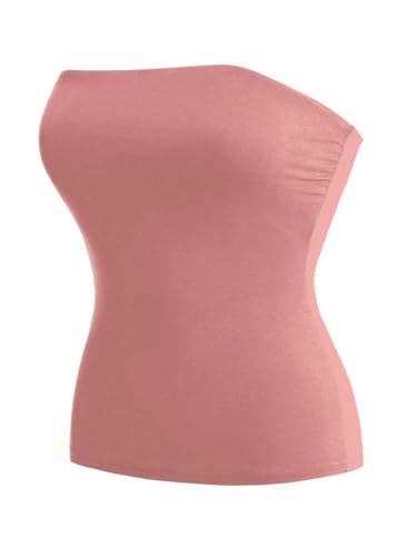 Image of MixMatchy Women's Stretchy Strapless Tube Top Y2K Bandeau Top