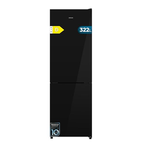 Cecotec Frigorífico Combi 322L Bolero CoolMarket Combi 322i Black Glass D. 185,5cm de Alto, 59,5cm de Ancho, Tecnología Multi Airflow, HumidityFlex HUB, LED Interior