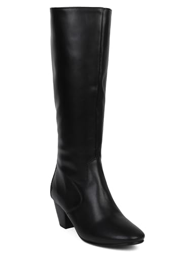 Image of ELLE Women Classic Knee-High Heeled Boots with Interior Side Zipper
