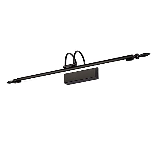 Aplique espejo baño LED vintage negro de metal con brazo de arco y luz 4000K IP44