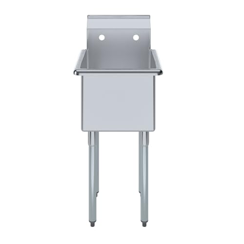 Image of AmGood Stainless Steel Prep & Utility Sink | 304 Stainless Steel | Restaurant, Kitchen, Laundry, Garage | NSF (Bowl Size: 15 inch x 15 inch No Faucet)