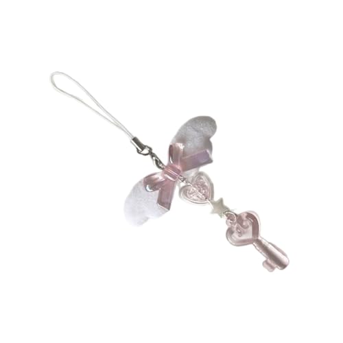 Portable Bowknot Phone Lanyard Angel Wing Pendant Phone Straps Chain Ornament
