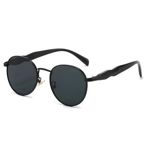 Image of Designer Ellipse Round Sunglasses for Men and Women - UV400 Protected Stylish Branded Goggles for Fashion Casuals Party Driving Travel - Metal Frame Unisex Retro Sun Glasses