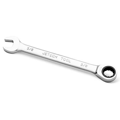 Jetech 5/8 Inch Ratcheting Combination Wrench, Industrial Grade Gear Spanner With 12-Point Design, 72-Tooth Ratchet, Made With Forged And Heat-Treated Cr-V Steel In Chrome Plating, Sae #TOP11