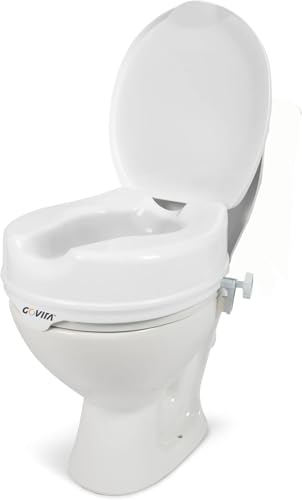GOVITA - Rialzo WC per Anziani con coperchio,ausilio bagno,Rialzo wc per Disabili, Alzawater per Anziani universale, Rialzo per WC, Sollevatore WC Disabili, Bianco (ALTEZZA DA 12 cm)