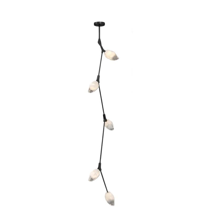 Suspension scandinave noire à 5 têtes avec variateur à distance pour salon