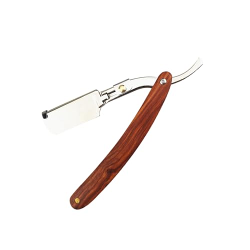 VINTORKY Wooden Handle Chic Straight Razor Barber Steel Shaver for Men Manual Safety Razor Beard Shaver Hair Shaper