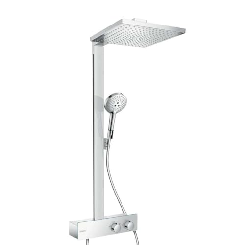 hansgrohe Raindance E - Colonne de douche avec mitigeur thermostatique, douche pluie 300 mm avec robinet, douchette, support, flexible...