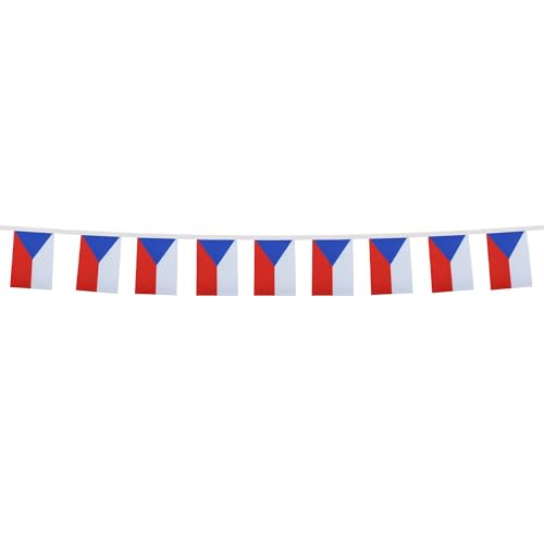 Image of AZ FLAG Czech Republic 6 meters BUNTING Flag 20 flags 9'' x 6'' - Czech STRING flags 15 x 21 cm