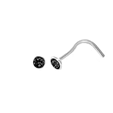 Generisch Piercing para la nariz de plata 925 con circonita negra, piedra de 2,5 mm, forma de espiral