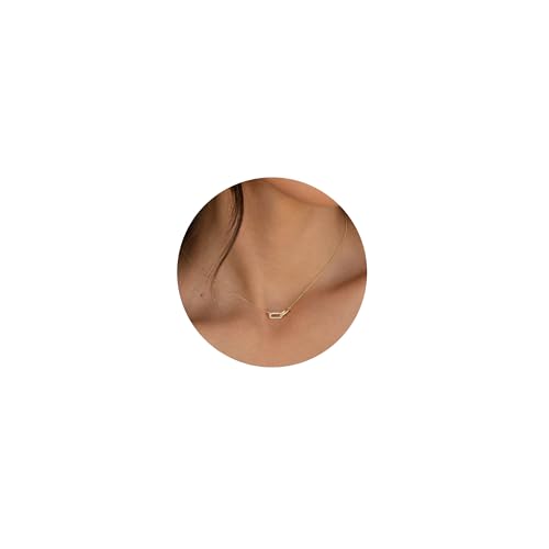 SELFROSE Gold Pendant Necklaces for Women,Dainty Gold Necklace 14k Gold Plated Simple CZ Choker Necklace Trendy paperclip Pendant Necklace Cute Gold Diamond necklace Gold Jewelry For Women Girls Gifts