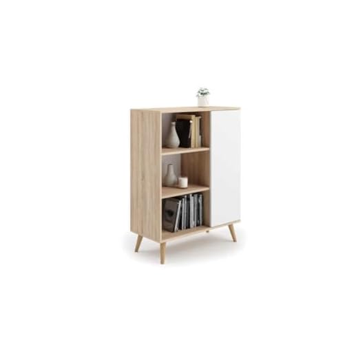 KOBI Librería Patas de Madera Ligera (Roble Sonoma-Blanco)