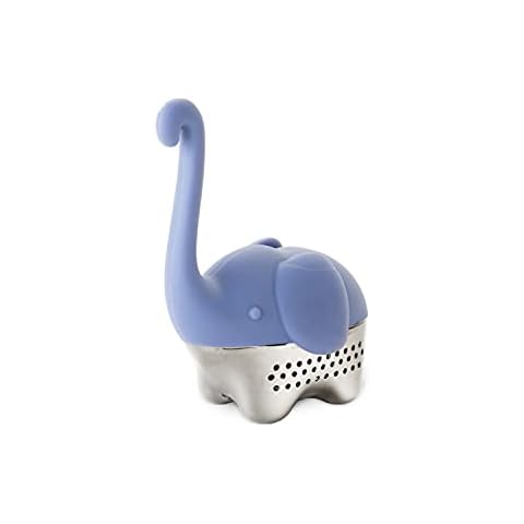 True Zoo Elephant Novelty Tea Infuser - Stainless Steel and Silicone, Loose Leaf Tea Strainer Animal, Blue, Set of 1 Cover