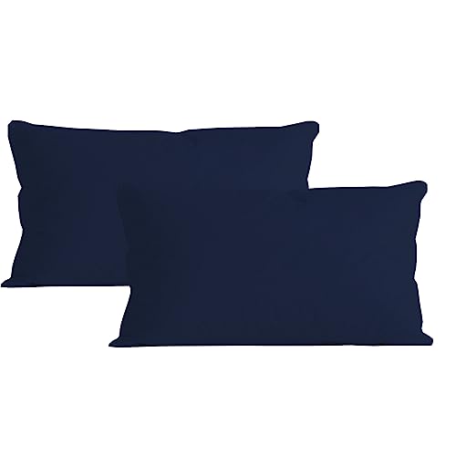 Image of Microfiber Pillow Set of 2 for Sleeping - 16x24 Inches, Navy Blue