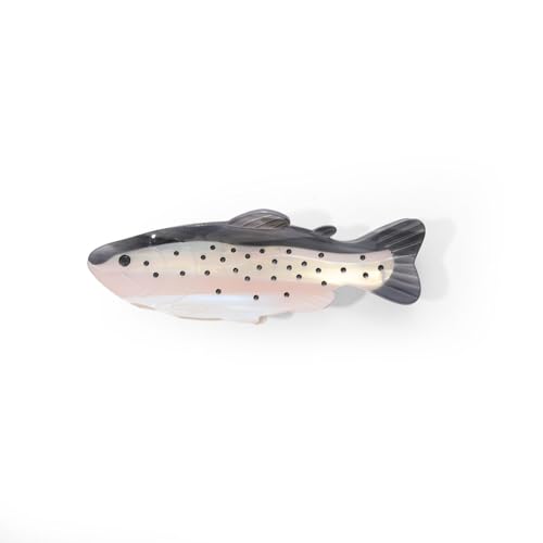Fish Hair Claw Clip, 5 Inch Pearlescent White with Dots, Metal Spring Grip, Hair Accessory for Women