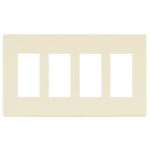 Image of LIDER Decorator Switch Cover, Screwless Wall Plate, Mid-Size 4-Gang 4.88 inch x 8.58 inch, LSWP-34M-LA, UL Listed, Thermoplastic, Matte Light Almond, 1-Pack