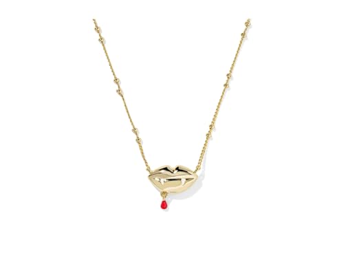 Kendra Scott Womens Vampire Short Pendant Necklace Gold Red Kyocera Opal One Size2