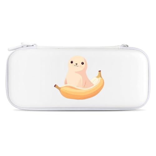 A Seal Sitting on Banana Compatible with Switch Carrying Case Hard Travel Game Bag Pouch with 15 Games Accessories White-style