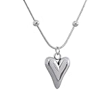 Temperamento niñas, COMBA del Plata STERLINA - corazón Minimalista, Collar Oro para Mujeres Regalos de San Valentín