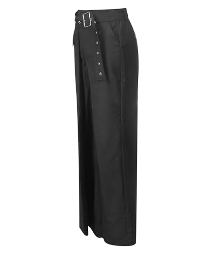 RAMISU Women Straight Leg Dress Long Pants for Women High Waist Office Business Asymmetrical Trousers Pants with Belt2